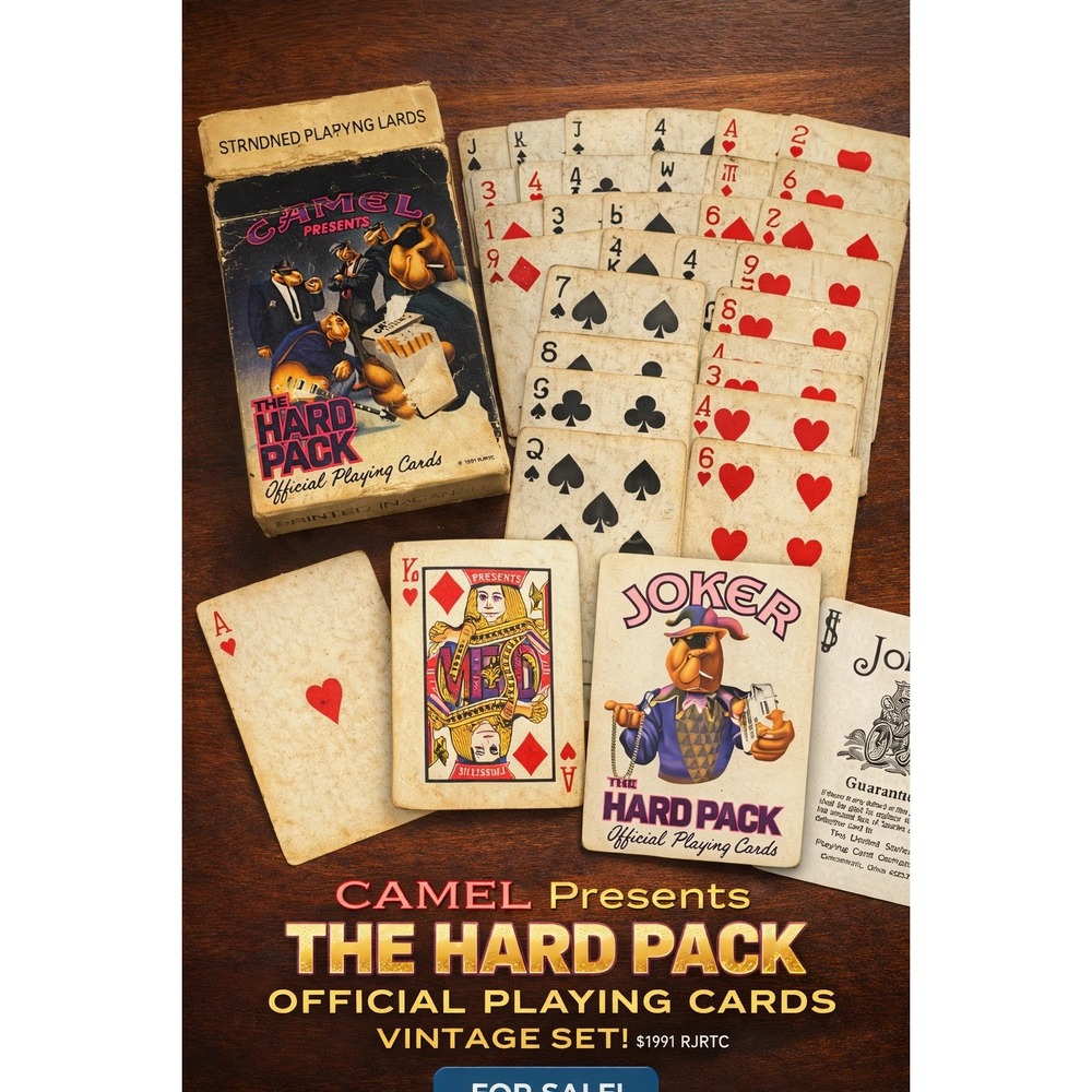 Vintage 1991 Camel The Hard Pack Official Playing Cards‎ Joe Camel Tobacco Promo